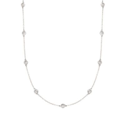 1.00 ct. t.w. Bezel-Set Diamond Station Necklace In 14kt White Gold &mdash; Alt Image 1