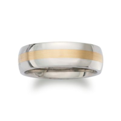 Men's Wedding Band In Sterling Silver and 14kt Yellow Gold. Size 10 &mdash; Alt Image 1