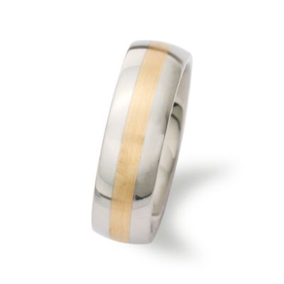 Men's Wedding Band In Sterling Silver and 14kt Yellow Gold. Size 10 &mdash; Alt Image 2