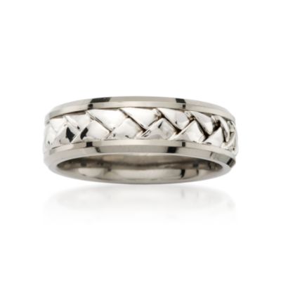 Men's 7mm Sterling Silver and Titanium Band. Size 10 &mdash; Alt Image 1