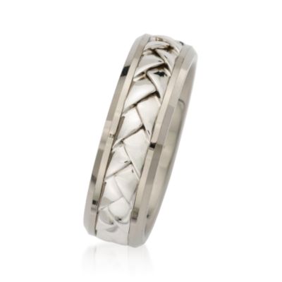 Men's 7mm Sterling Silver and Titanium Band. Size 10 &mdash; Alt Image 2