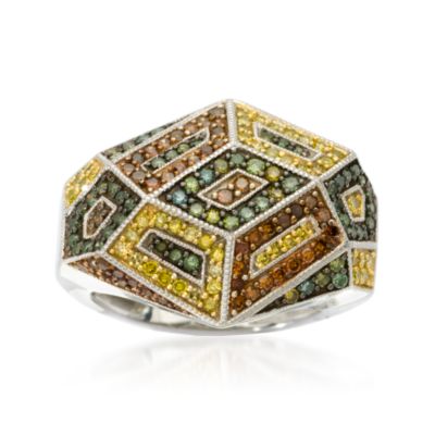 1.00 ct. t.w. Multicolored Diamond Mosaic Ring In 14kt White Gold &mdash; Alt Image 1
