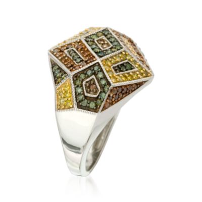 1.00 ct. t.w. Multicolored Diamond Mosaic Ring In 14kt White Gold &mdash; Alt Image 2