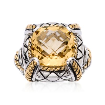 8.00 Carat Rose-Cut Citrine Ring In Sterling Silver and Vermeil &mdash; Alt Image 1