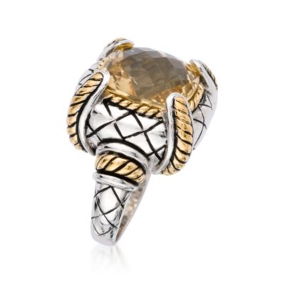 8.00 Carat Rose-Cut Citrine Ring In Sterling Silver and Vermeil &mdash; Alt Image 2