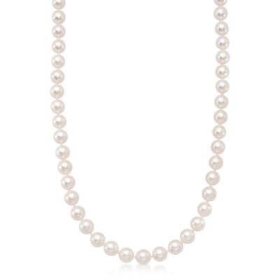 6.5-7mm Premier Cultured Akoya Pearl Necklace With 18kt White Gold Diamond Clasp &mdash; Alt Image 1