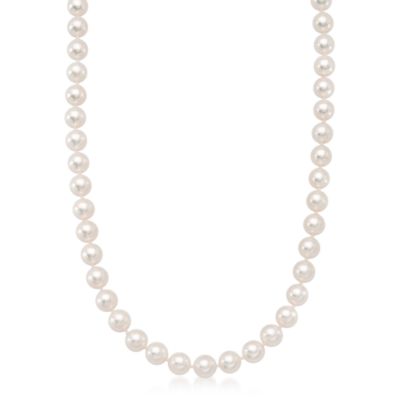 7.5-8mm Premier Akoya Pearl Necklace With Diamond Accent In 18kt White Gold &mdash; Alt Image 1