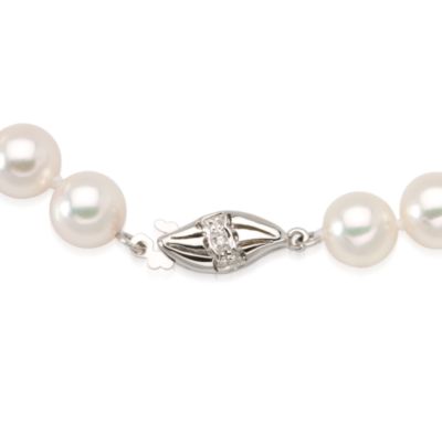 7.5-8mm Premier Akoya Pearl Necklace With Diamond Accent In 18kt White Gold &mdash; Alt Image 2