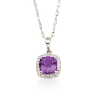 1.65ct. Amethyst and Diamond Accent Necklace In 14kt White Gold. 18" &mdash; Alt Image 1