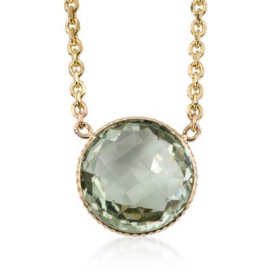 22.00 Carat Green Amethyst Necklace In 14kt Yellow Gold &mdash; Alt Image 1