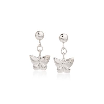 Child's Sterling Silver and Diamond Butterfly Earrings &mdash; Alt Image 1