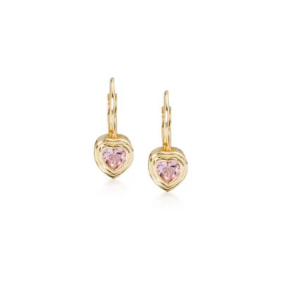 Child's .70 ct. t.w. CZ Heart Earrings In 14kt Yellow Gold  &mdash; Alt Image 1