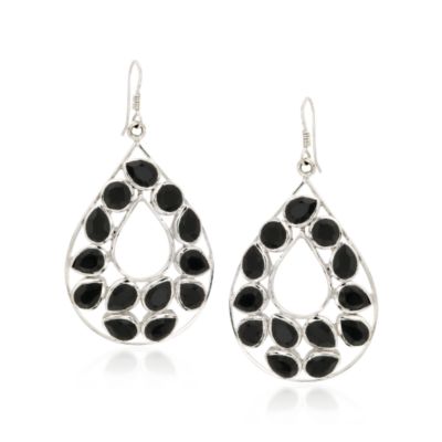 Black Onyx Teardrop Mosaic Earrings In Sterling Silver &mdash; Alt Image 1