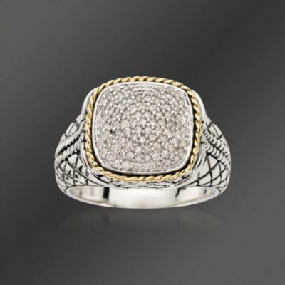 Andrea Candela .33 ct. t.w. Diamond Dome Ring In 18kt Yellow Gold and Sterling Silver. Size 7 &mdash; Alt Image 1