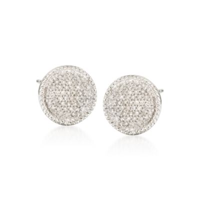 .25 ct. t.w. Pave Diamond Earrings In 14kt White Gold &mdash; Alt Image 1