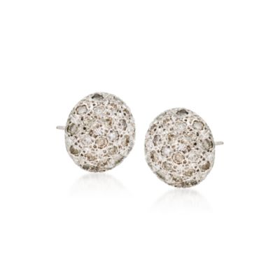C. 1990 Vintage 3.50 ct. t.w. Pave Diamond Earrings In   14kt White Gold  &mdash; Alt Image 1