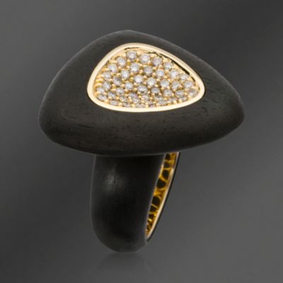 Roberto Coin .75 ct. t.w. "Capri Plus" Diamond Ring With Ruby In Ebony and Vermeil. Size 6.5 &mdash; Alt Image 2