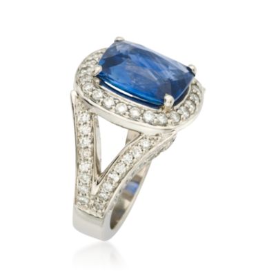 6.05 Carat Sapphire Ring With Diamonds In Platinum. Size 7.5 &mdash; Alt Image 2