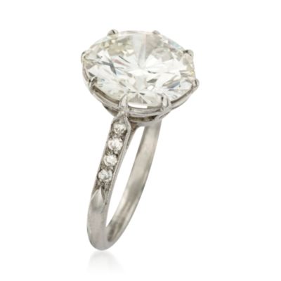 C. 1960 Vintage Certified 5.02 Carat Diamond Solitaire Ring In Platinum. Size 5.75 &mdash; Alt Image 2