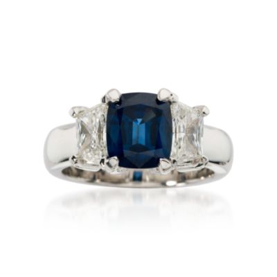 3.15 Carat Sapphire Engagement Ring With Diamonds In Platinum &mdash; Alt Image 1