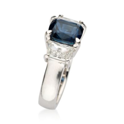 3.15 Carat Sapphire Engagement Ring With Diamonds In Platinum &mdash; Alt Image 2