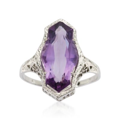 C. 1950 Vintage 4.78 Carat Amethyst Ring In 14kt White Gold. Size 8.75 &mdash; Alt Image 1