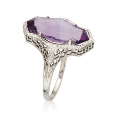 C. 1950 Vintage 4.78 Carat Amethyst Ring In 14kt White Gold. Size 8.75 &mdash; Alt Image 2