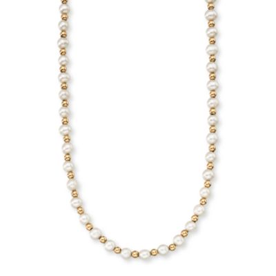 C. 1980. Vintage 14kt Yellow Gold and Cultured Freshwater Pearl Necklace. 18". 18kt Yellow Gold and Cultured Freshwater Pearl Heart Bracelet With Toggle Clasp. 7.25". Set &mdash; Alt Image 2