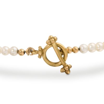 C. 1980. Vintage 14kt Yellow Gold and Cultured Freshwater Pearl Necklace. 18". 18kt Yellow Gold and Cultured Freshwater Pearl Heart Bracelet With Toggle Clasp. 7.25". Set &mdash; Alt Image 4