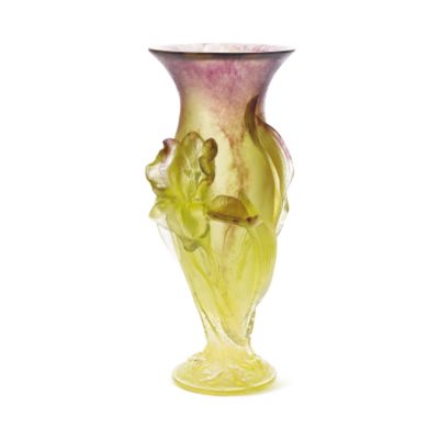 Daum Crystal Footed Iris Art Vase &mdash; Alt Image 1