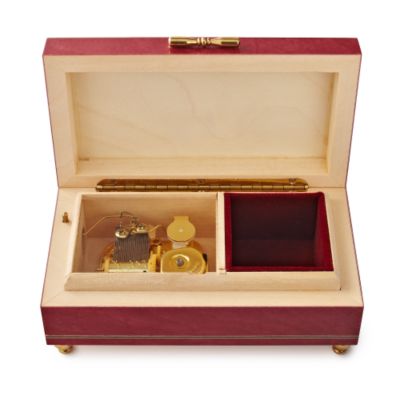 Italian Inlaid Floral Musical Jewelry Chest - Red  &mdash; Alt Image 2