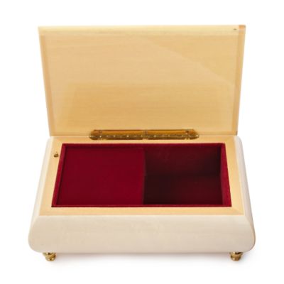 Italian Inlaid Hearts and Flowers Musical Jewelry Box - White &mdash; Alt Image 2