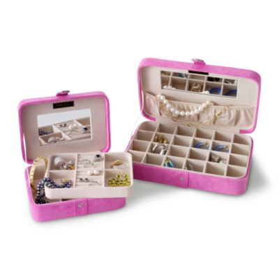 Pink Faux Suede Travel Jewelry Boxes &mdash; Alt Image 1