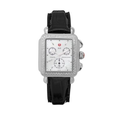 Michele Women's Deco Diamond Watch With Black Strap. Wmi &mdash; Alt Image 1