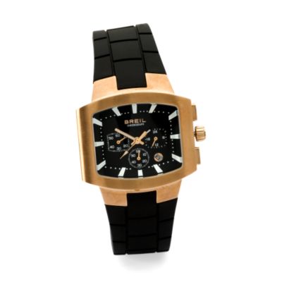 Breil "Style" Chronograph and Black Rubber Strap Watch In Rose Gold Plate   &mdash; Alt Image 1