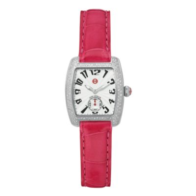 Michele Women's Mini Urban Diamond Watch With Pink Strap. Wmi &mdash; Alt Image 1