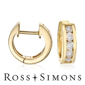 .75 ct. t.w. Diamond Hoop Earrings In 14kt Yellow Gold