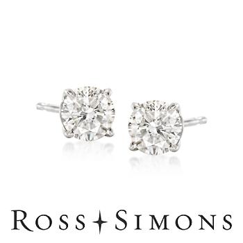 .75 ct. t.w. Round Diamond Stud Earrings In 14kt White Gold