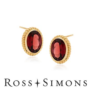 1.40 ct. t.w. Garnet Earrings in 14kt Yellow Gold"