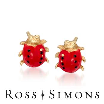 Child's 14kt Yellow Gold Ladybug Post Earrings