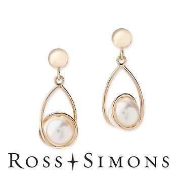 6mm Pearl Dangle Earrings In 14kt Yellow Gold