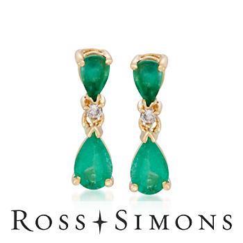 1.20 ct. t.w. Emerald Earrings In 14kt Yellow Gold