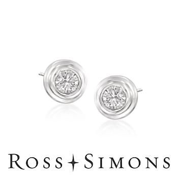 .50 ct. t.w. Round Bezel-Set Diamond Stud Earrings In 14kt White Gold