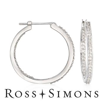 .50 ct. t.w. Diamond In-And-Out Hoop Earrings In 14kt White Gold
