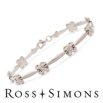 14kt White Gold Floral Bracelet. 7"