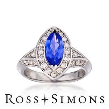 1.30ct Tanzanite, .80ct t.w. Diamond Ring In 14kt White Gold. Size 7 tanzanite rings white gold