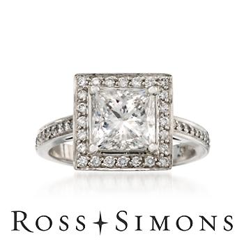 2.38 ct. t.w. Certified Princess-Cut Diamond Ring In Platinum. Size 7