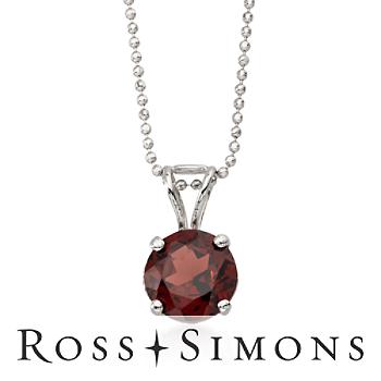 2.50 Carat Garnet Pendant Necklace in 14kt White Gold. 16"