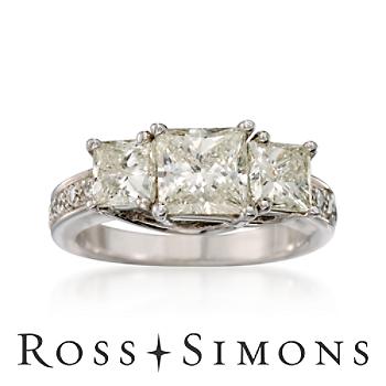 3.00 ct. t.w. Diamond 3-Stone Engagment Ring In 14kt White Gold Size 6