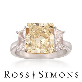 4.53ct Fancy Yellow Diamond Ring, 1.40ct t.w. Side Diamonds, Gold. Size 6.5